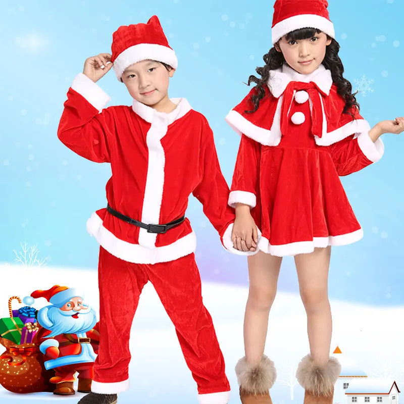 Christmas Santa Claus Suit 0-12Year Kid Christmas Party Costume Suit Baby Boy/Girl 3PCS Kids New Year Children's Clothing Set