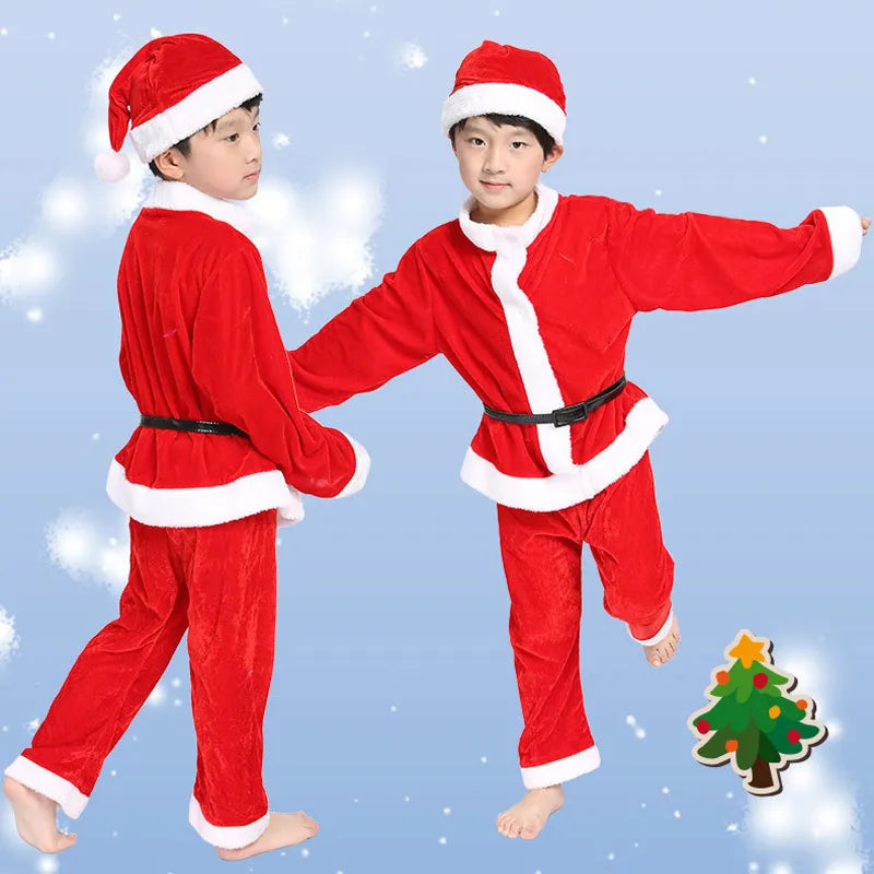 Christmas Santa Claus Suit 0-12Year Kid Christmas Party Costume Suit Baby Boy/Girl 3PCS Kids New Year Children's Clothing Set