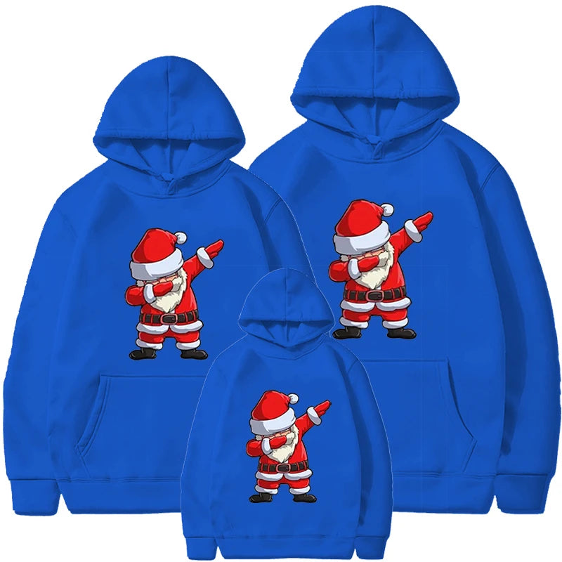 Parent-child Clothing Autumn Winter Hoodies Cute Christmas Santa Print Pullover Sweatshirt For Men And Women And Kids Clothes