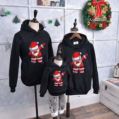 Parent-child Clothing Autumn Winter Hoodies Cute Christmas Santa Print Pullover Sweatshirt For Men And Women And Kids Clothes